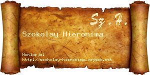 Szokolay Hieronima névjegykártya